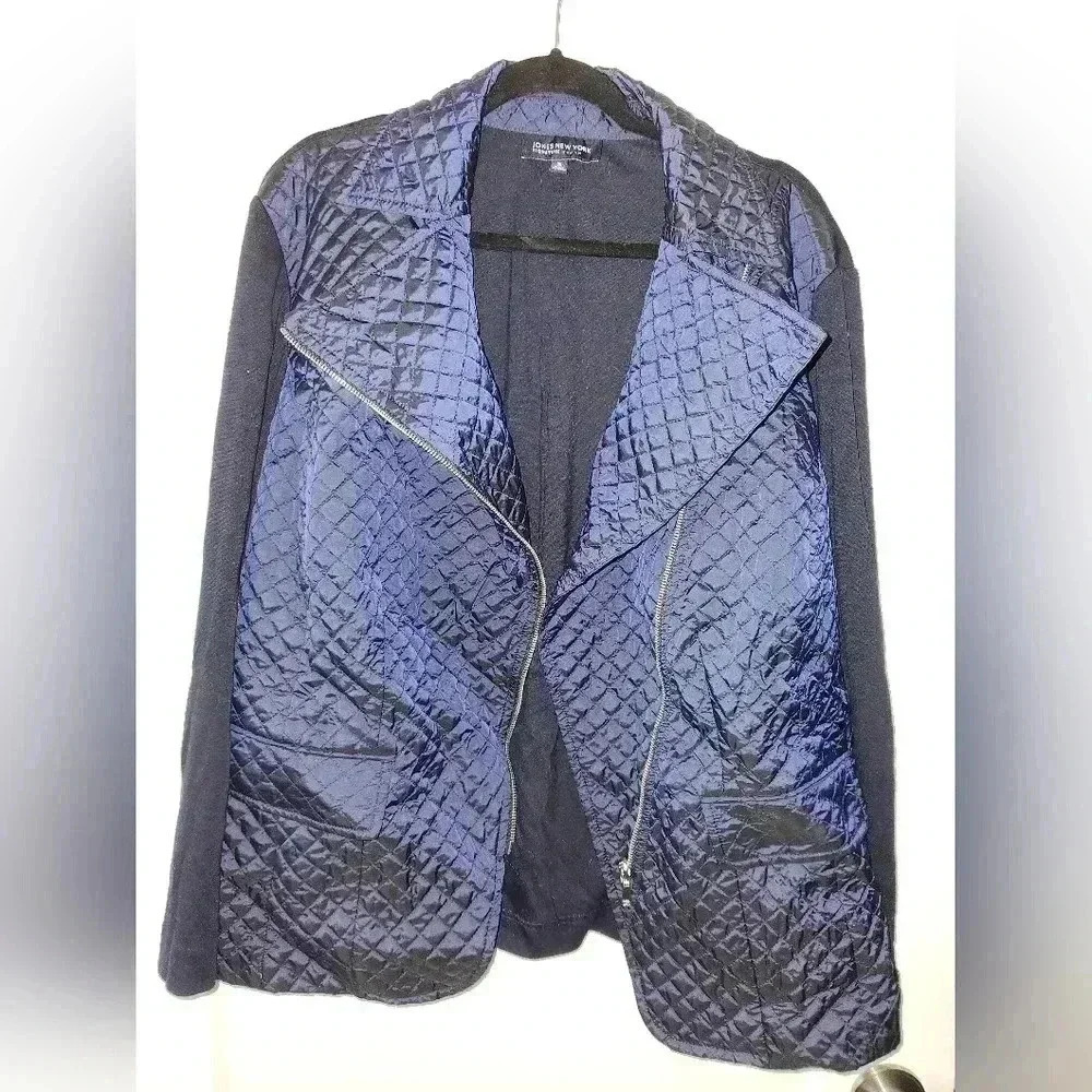 Jones NY Navy Blue quilted/knit jacket 3X